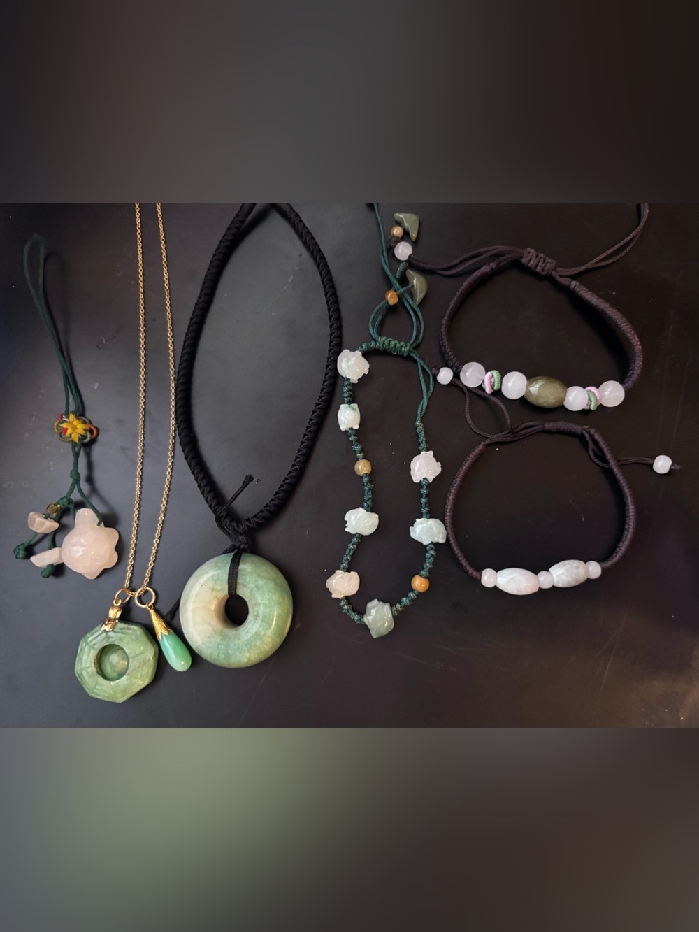 Assorted jade jewelry lot